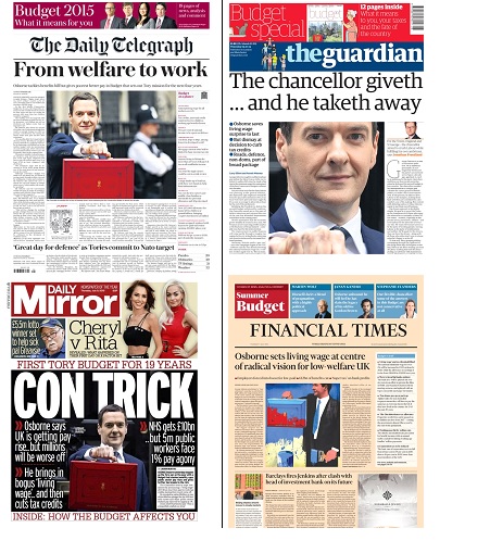 Budget 2015 Front  Pages