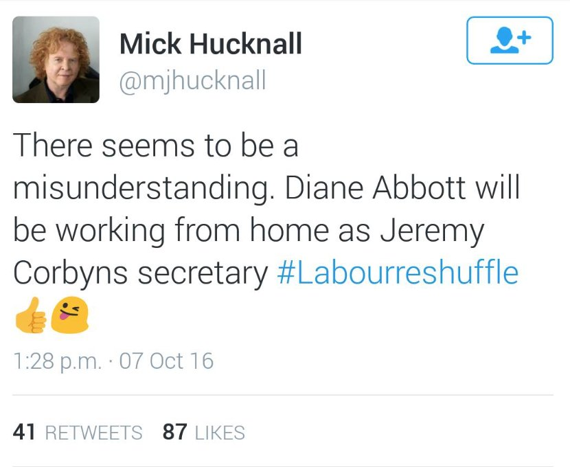 Mick Hucknall Tweet