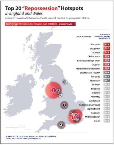 Mortgage Repossession Hotspots England and Wales