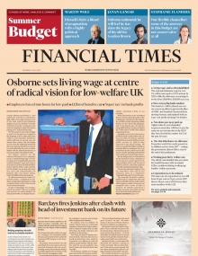 FT Times Budget Front Page